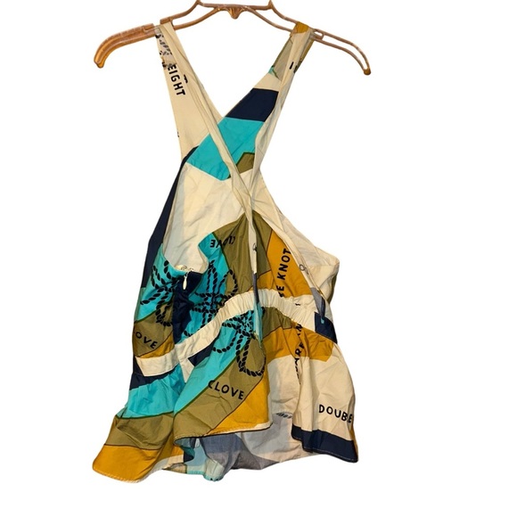J. Crew Halter Top in Ratti Sail Away Blue Yellow Print Size Medium M - Picture 2 of 7